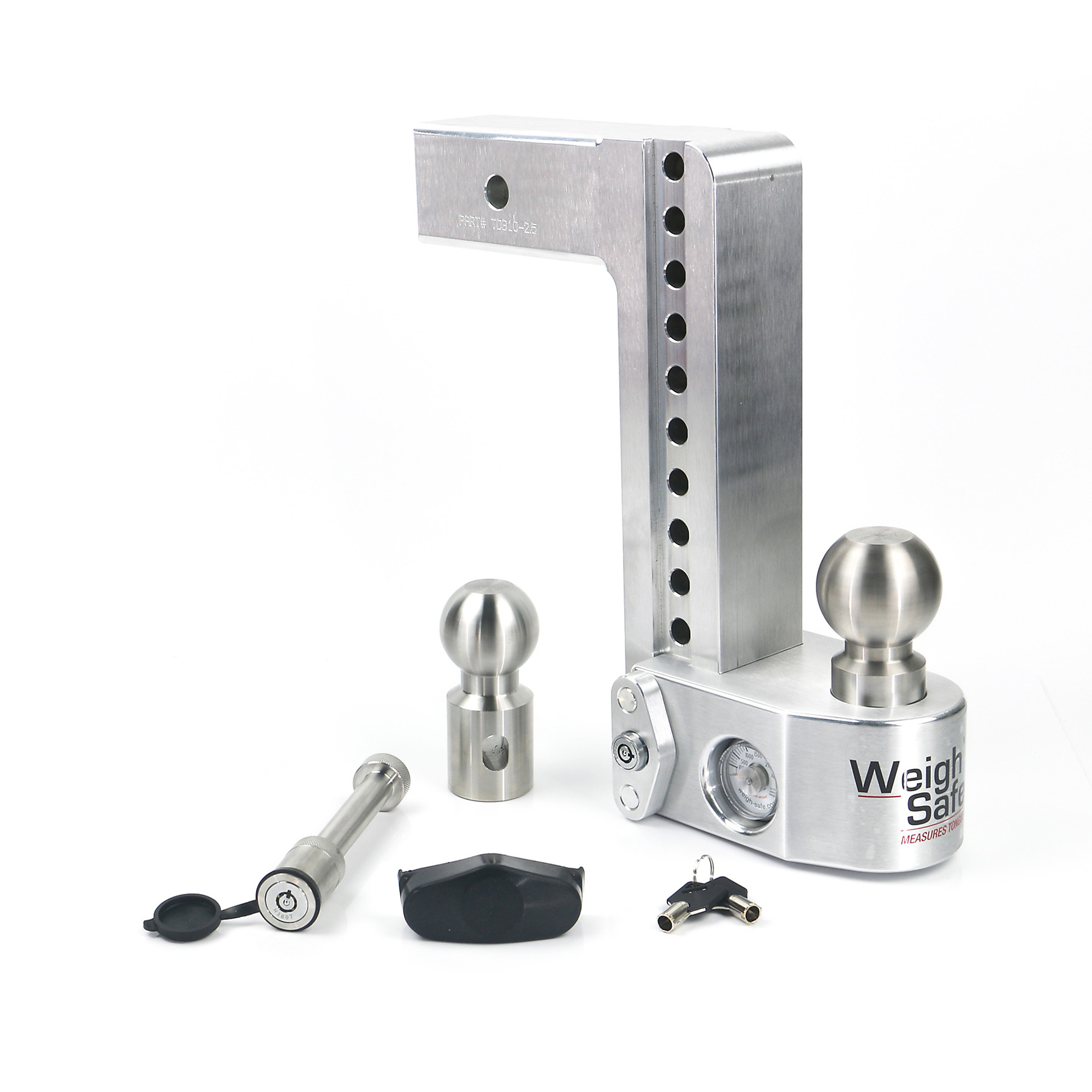 Weigh-Safe Drop Hitch Ball Mount - 10in. Drop, 2.5in. Shank, 18500 lb GTW, 2-5/16in. Ball Diameter, Class V, Built-In Tongue Weight Scale, Model# WS10-2.5-KA
